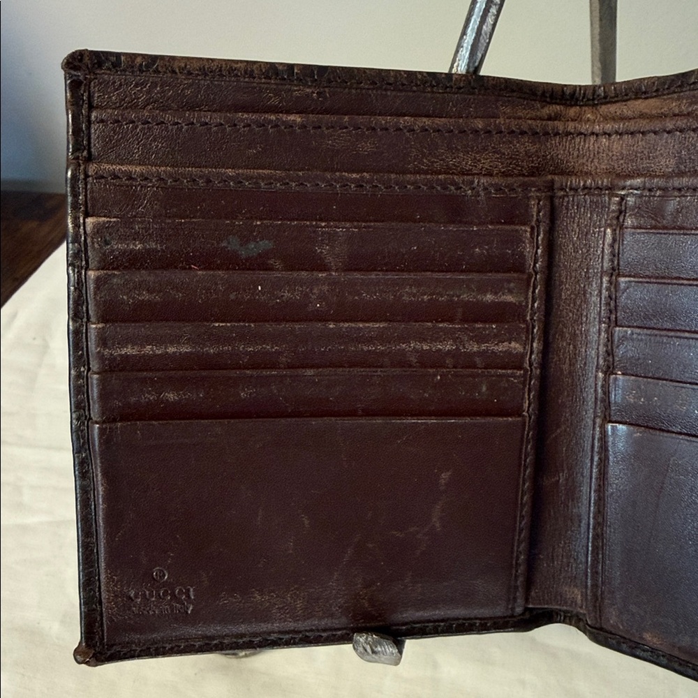 Gucci GG Embossed Leather Bifold Wallet Brown Vintage - Picture 8 of 11